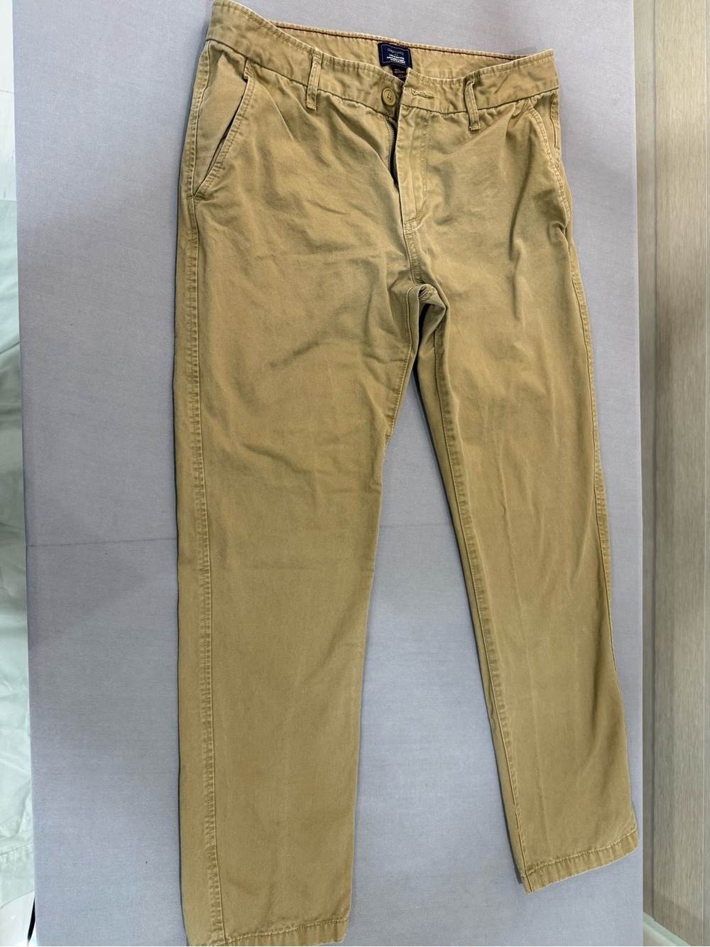 Gap Khakis Men's Chino Pants Beige Cotton Twill Slim Tapered Flat Front 33